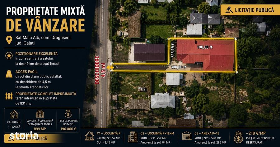 Casă cu Teren 831 Mp în Drăgănești