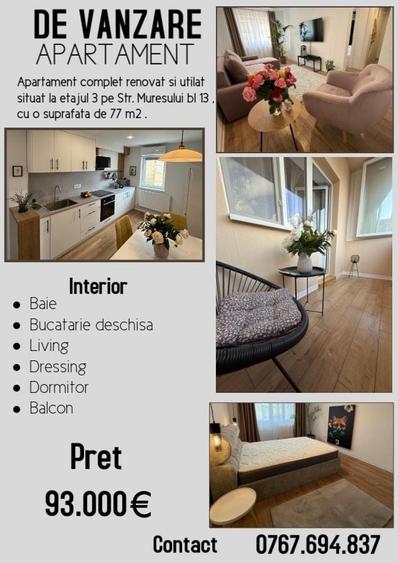 Apartament cu 3 camere în Orăștie