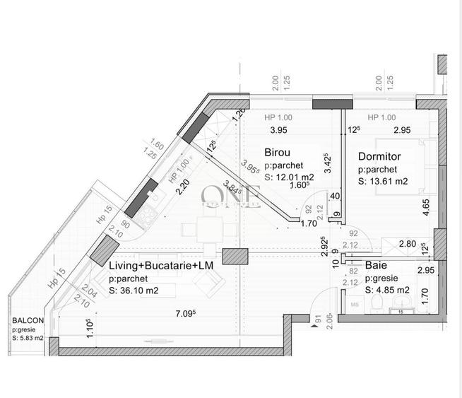 Apartament cu 3 camere decomandat în Tractorul