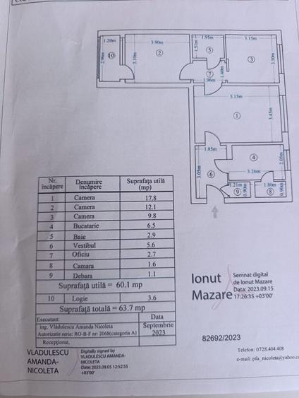 Apartament cu 3 camere semidecomandat în Titan