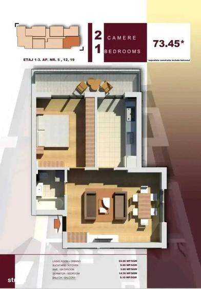 Apartament cu 2 camere în Central