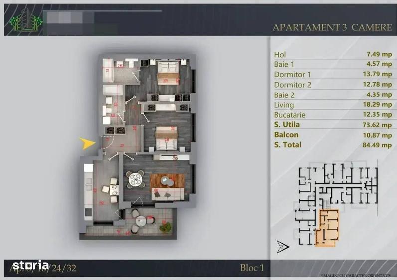 Apartament 3 camere | IMAGINI REALE | Direct dezvoltator | Pallady - 1