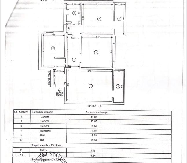Apartament cu 3 camere în Casa de Cultură