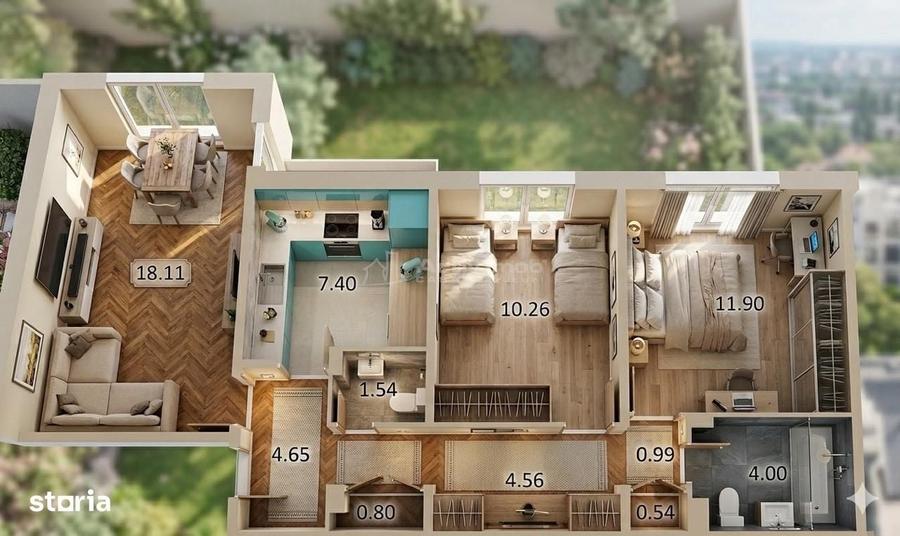 Apartament 3 camere tip PB bloc reabilitat - 17