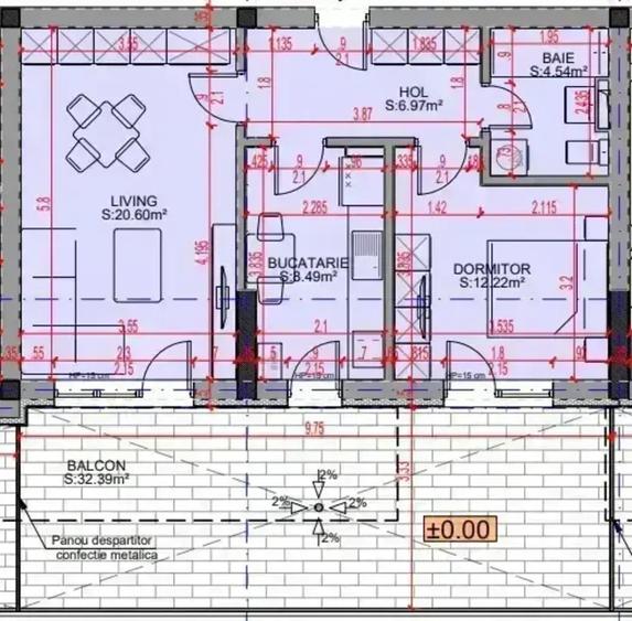 Apartament cu 2 camere decomandat în Ozana