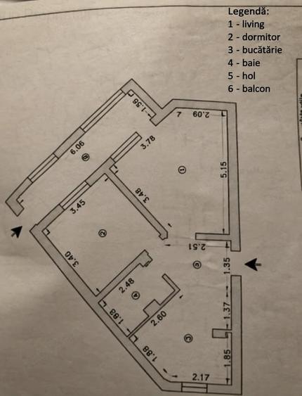 Apartament cu 2 camere decomandat, mobilat în Poarta 6