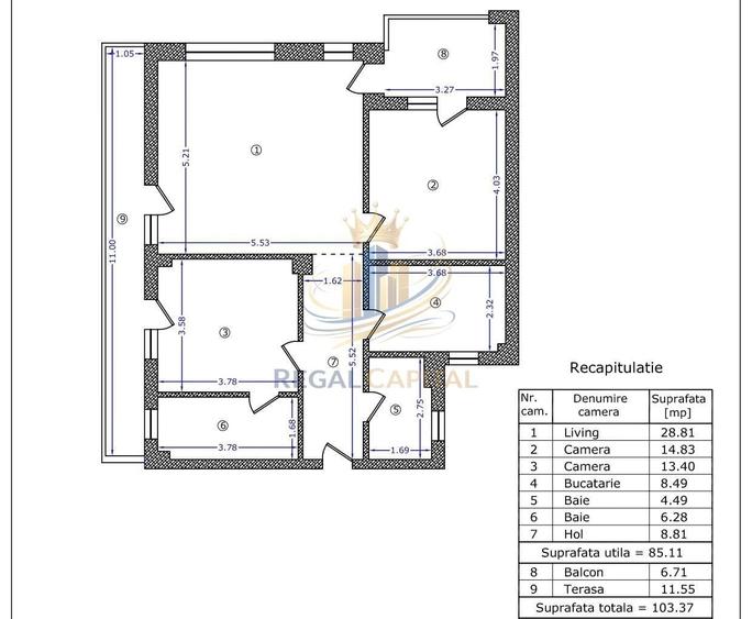 Apartament cu 3 camere decomandat în Băneasa