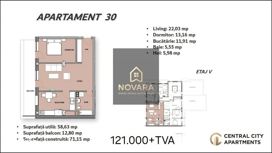 Apartament cu 2 camere în Cantemir