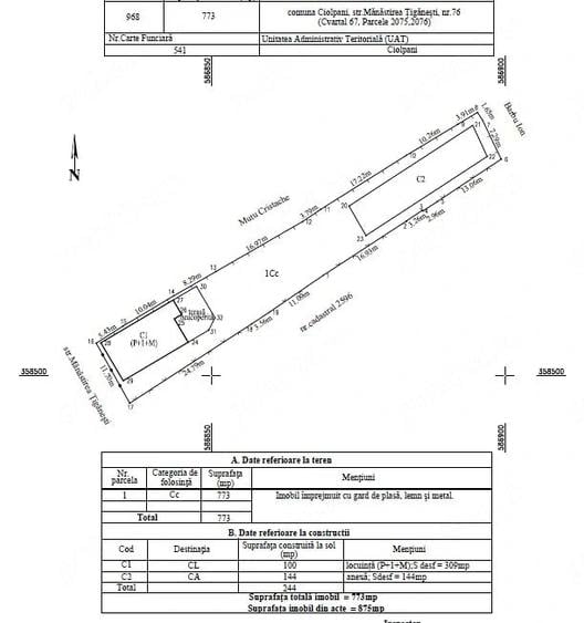 Casă cu 5 camere cu Teren 875 Mp în Ciolpani