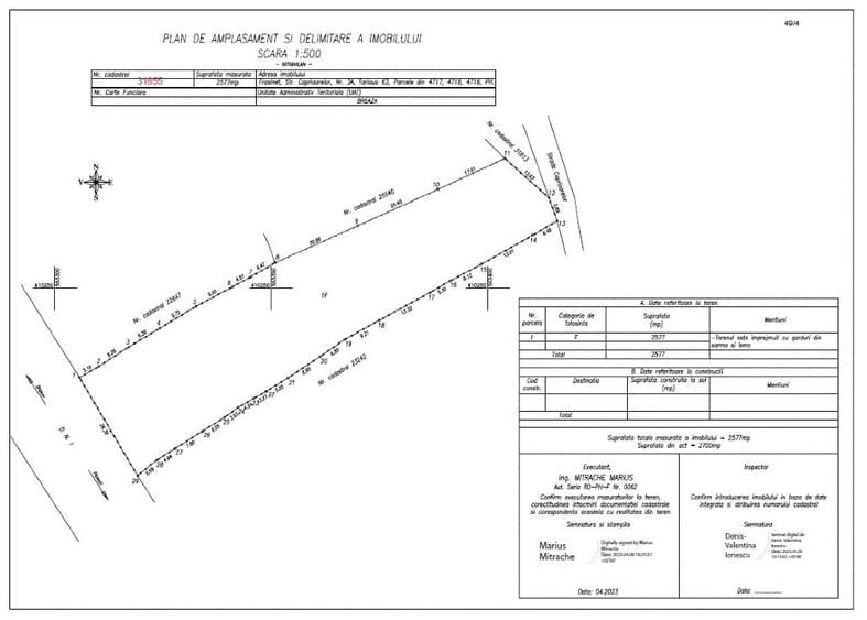 Teren Construcții intravilan de 2577 mp, în Frăsinet
