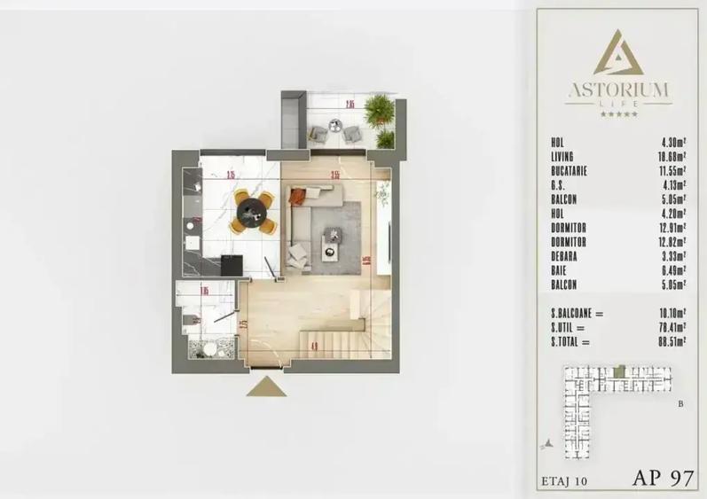 Apartament cu 3 camere decomandat în 1 Decembrie 1918
