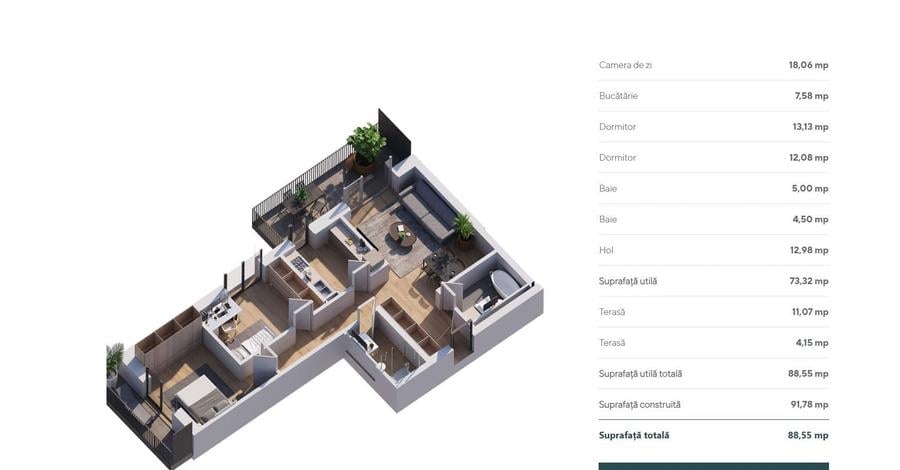 Apartament cu 3 camere decomandat în Theodor Pallady