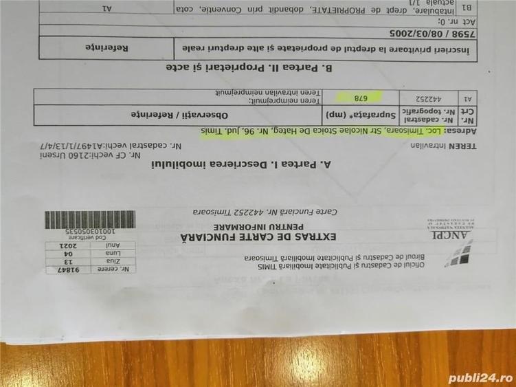 Teren de 678 mp, în Calea Urseni