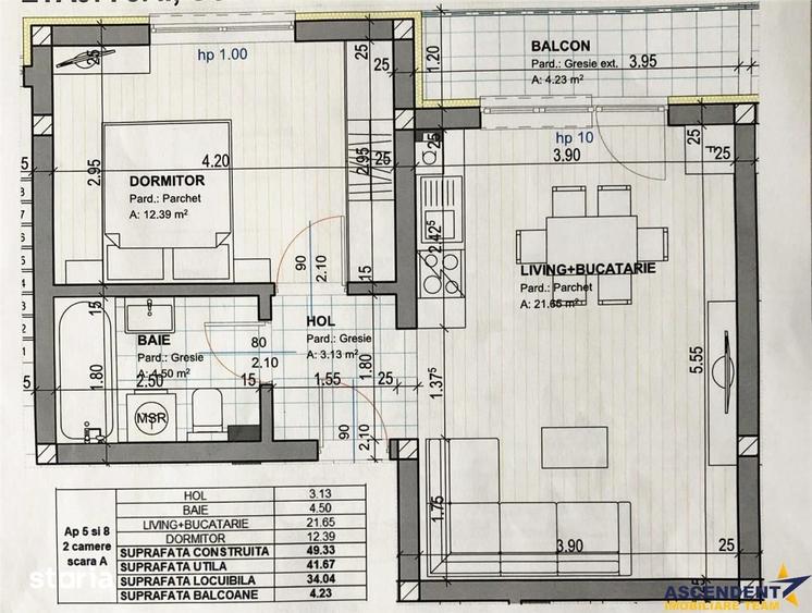 Apartament cu 2 camere în Central