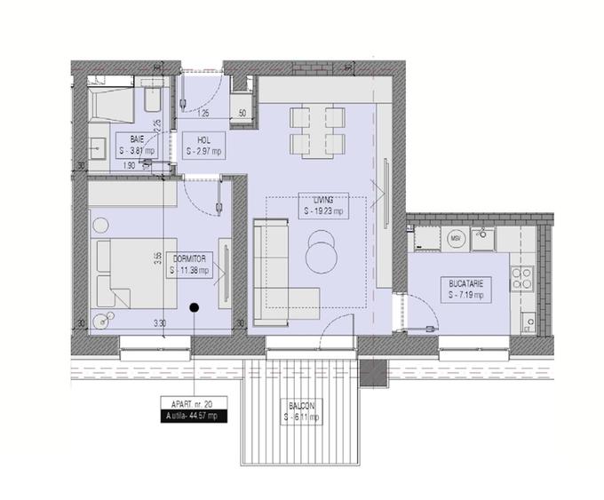 Apartament cu 2 camere în Țiglari