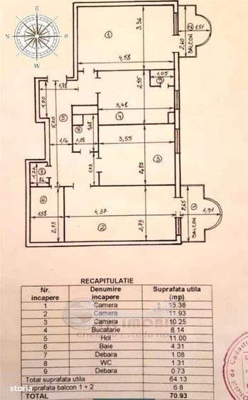 Apartament cu 3 camere decomandat în Ultracentral