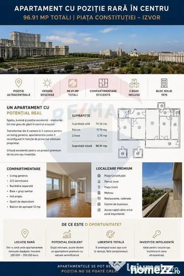 Apartament cu 4 camere decomandat în P-ța Unirii