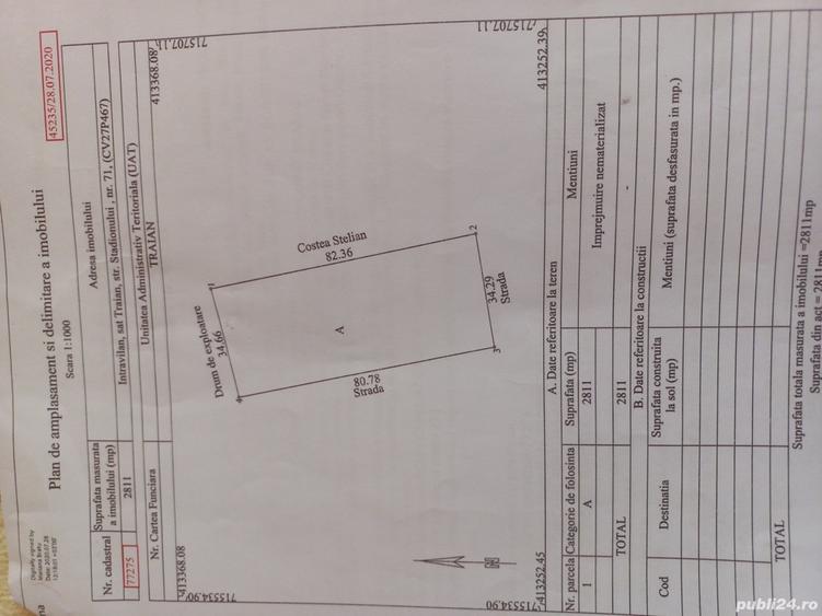 Teren de 7500 mp, în Traian
