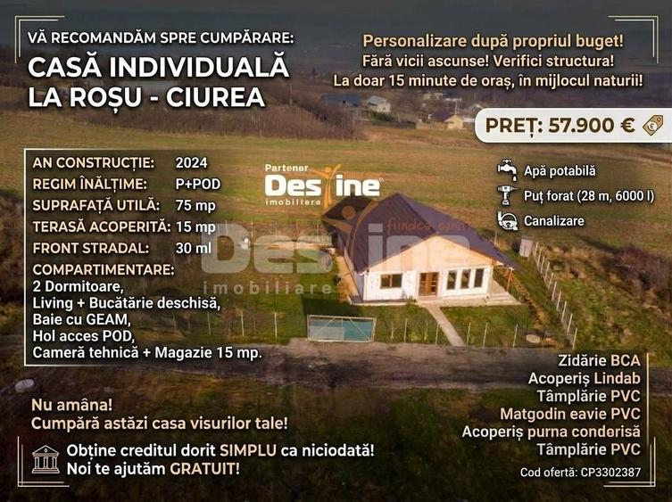 Casă individuală cu 4 camere cu Canalizare în Ciurea