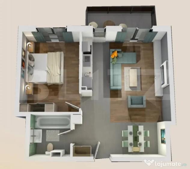 Apartament 2 camere, bloc nou, semifinisat, 54 mp, zona Vivo - 1