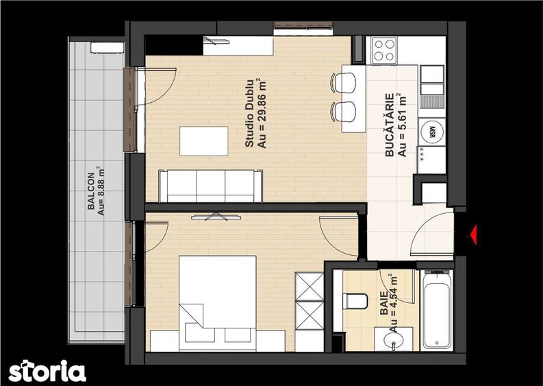 Apartament cu 2 camere în Central