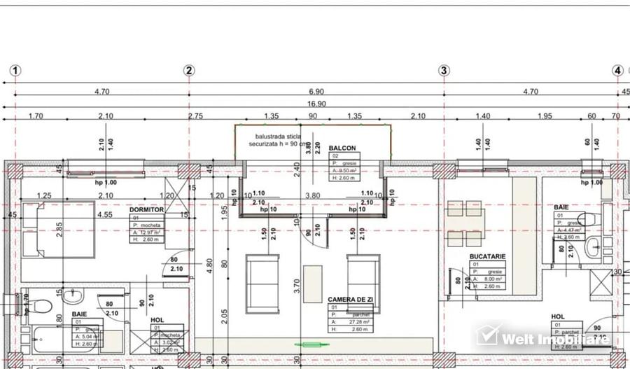 Apartament cu 3 camere semidecomandat, mobilat în Borhanci