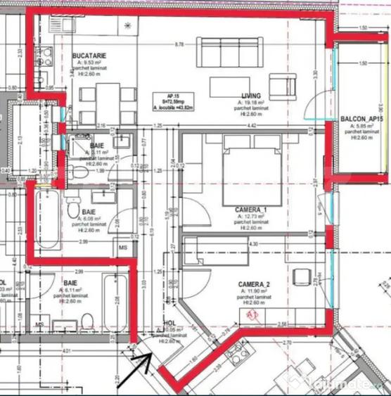 Apartament cu 3 camere decomandat în Semicentral