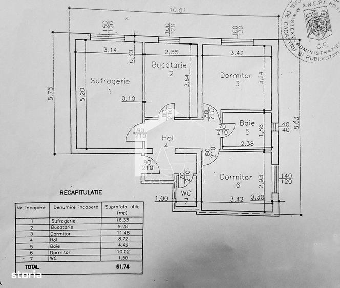 Apartament cu 3 camere, decomandat, zona Vest - 2