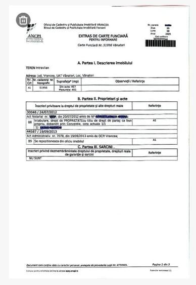 Teren Construcții intravilan de 400 mp, în Vânători