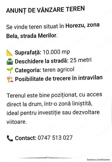 Teren de 10000 mp, în Central