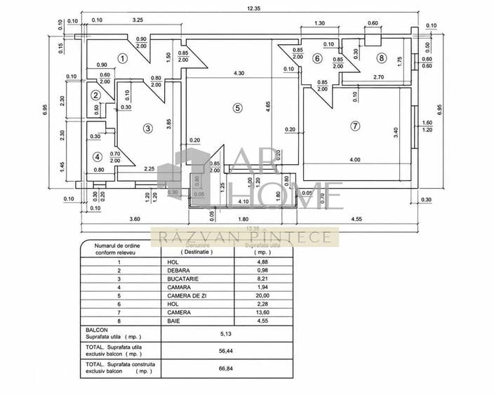 Apartament cu 2 camere semidecomandat în Mărășești