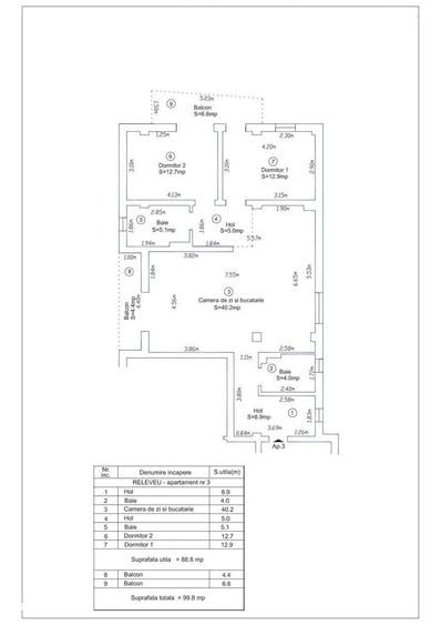 Apartament cu 3 camere în Mircea cel Bătrân