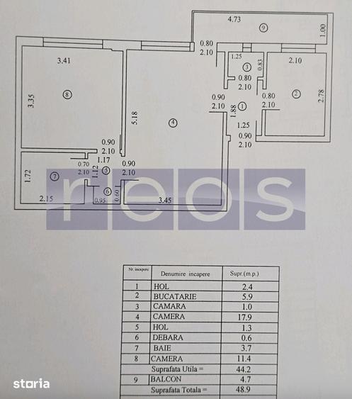 Apartament cu 2 camere semidecomandat în 1 Mai