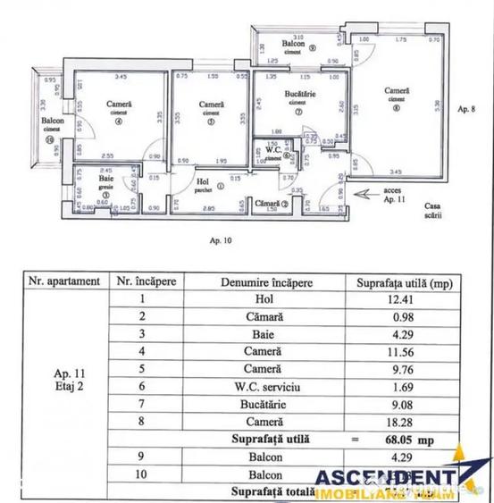 Apartament cu 3 camere decomandat în Vest