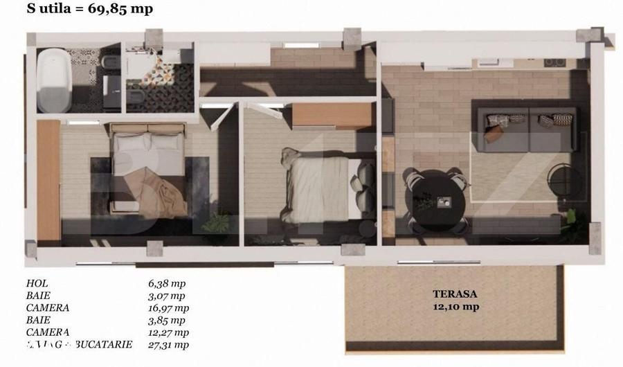Apartament cu 3 camere în Central