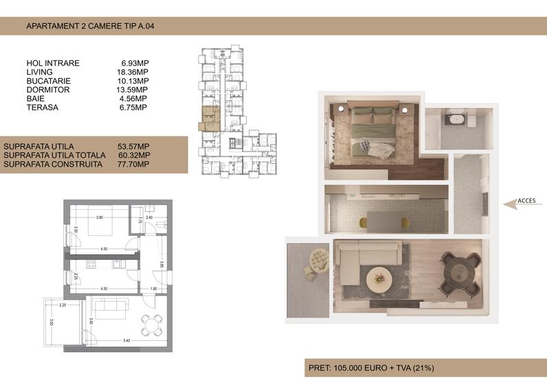 Apartament 2 camere Drumul Cooperativei, Bucuresti (105.000€ +TVA) - 2