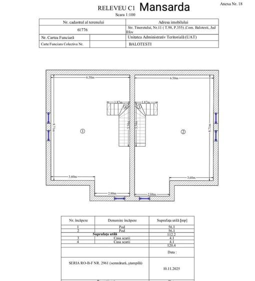Casă cu 6 camere cu Teren 200 Mp în Balotești