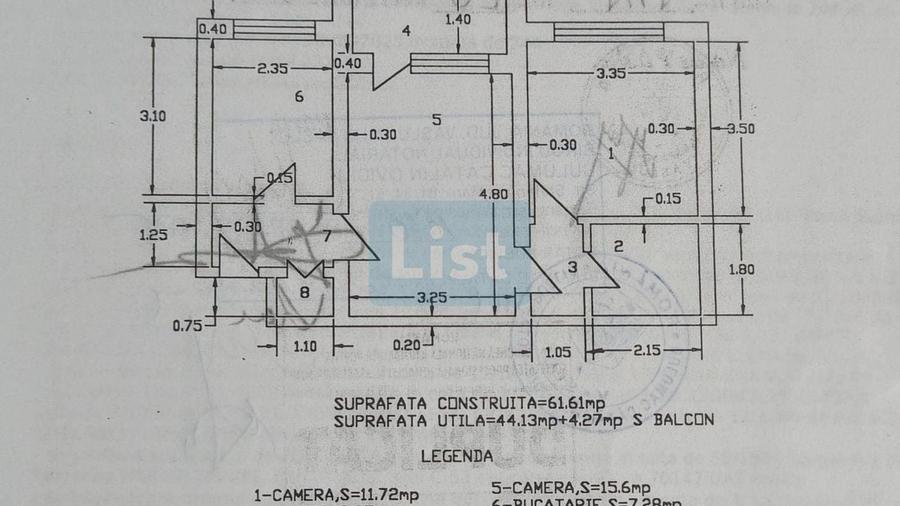 Apartament cu 2 camere semidecomandat în Donici