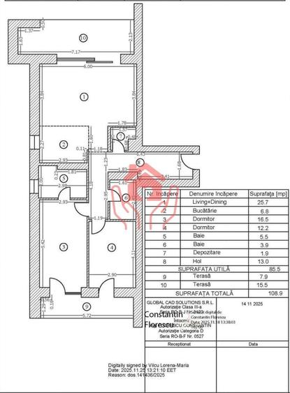 Apartament cu 3 camere decomandat în Băneasa