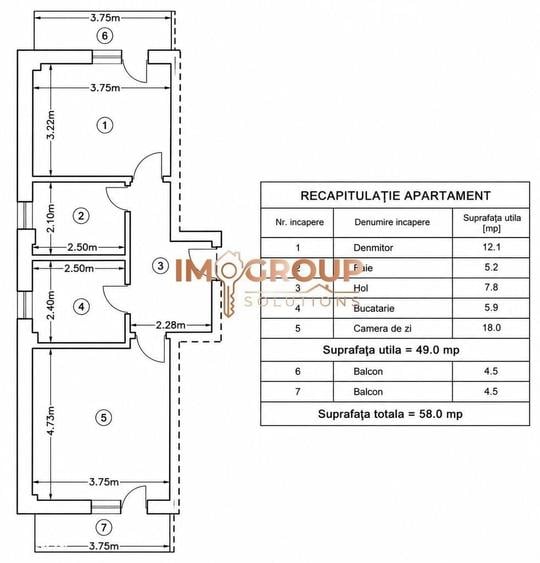Apartament cu 2 camere în Rediu