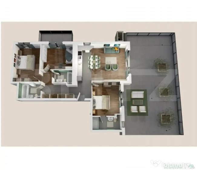 Apartament cu 4 camere semidecomandat în Central
