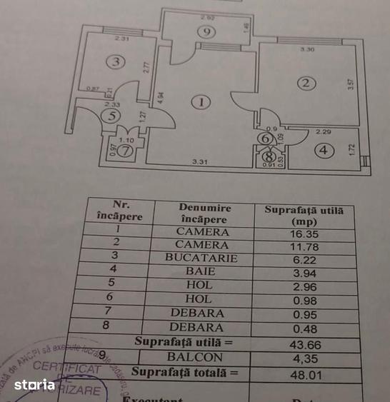 Apartament cu 2 camere semidecomandat în Țiglina 1