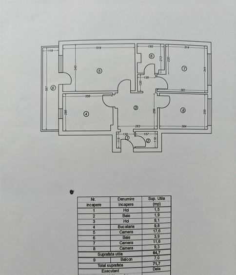 Apartament cu 3 camere decomandat, mobilat în Dacia