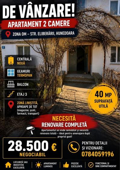Apartament cu 2 camere decomandat în Central