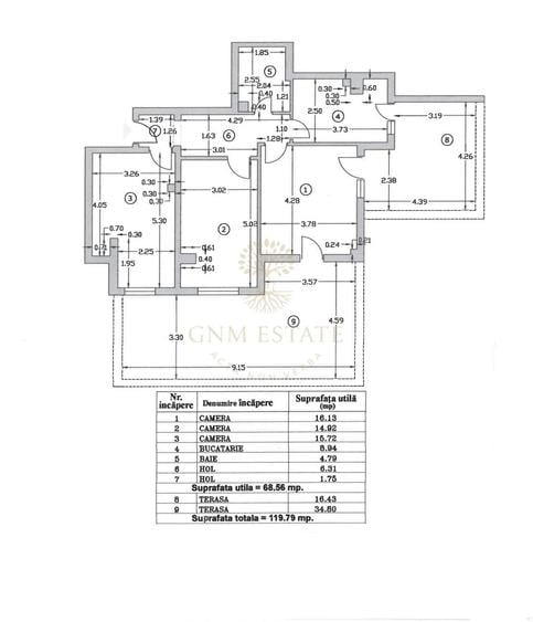 Apartament cu 3 camere decomandat, mobilat în Păcii