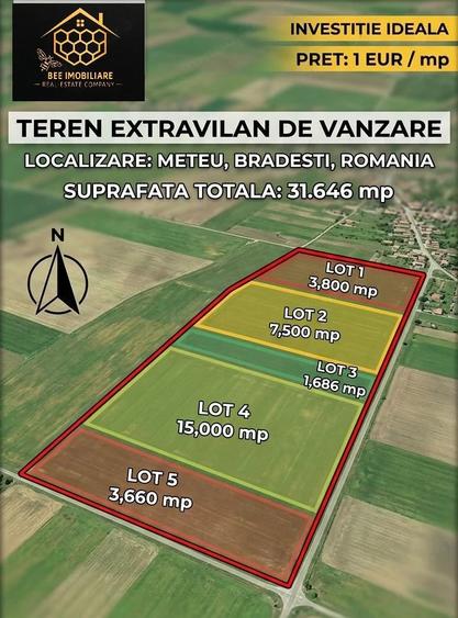 Teren de 7500 mp, în Brădești