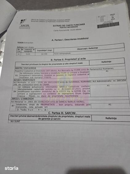 Teren de 62600 mp, în Central