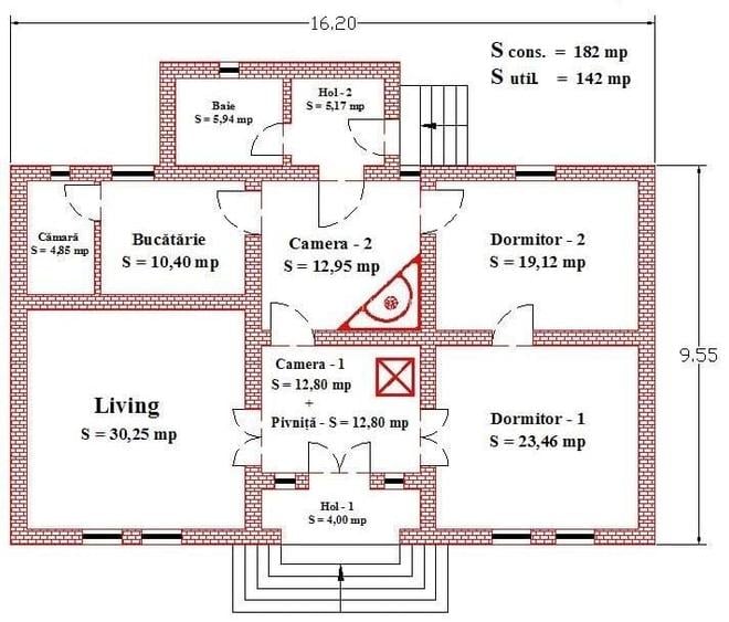 Casa tip Conac - Stil Neoromanesc cu Decoratiuni Baroce - Comuna Nicolae Balcescu