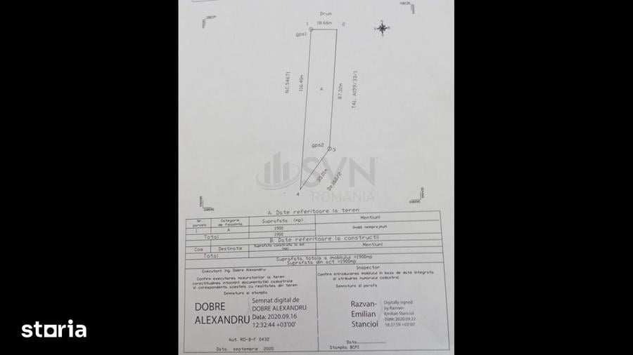 Teren intravilan 1900mp Tunari I Dubla deschidere I - 1