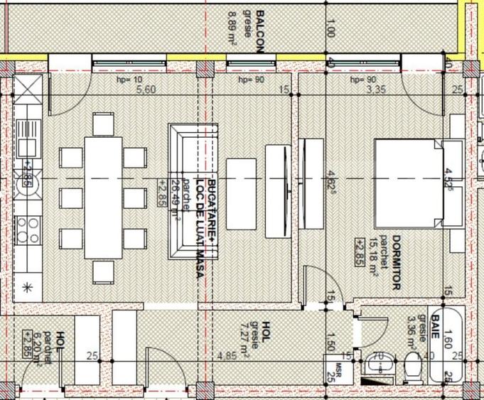 Apartament cu 2 camere semidecomandat în Independenței